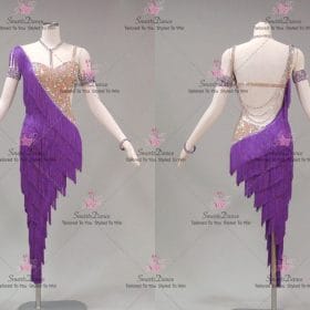 Girls Purple Latin Dancing Dress Latin Gown Merengue Paso Doble Dance Wear LD-SG2289