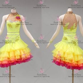 Girls Red And Yellow Latin Dancing Dress Latin Gown Rhythm Salsa Dance Dresses LD-SG2241