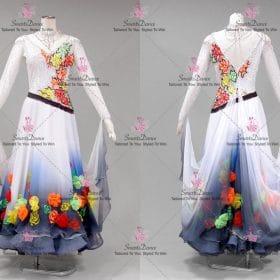 Gray And White Lyrical Ballroom Competition Dance Costumes BD-SG4276