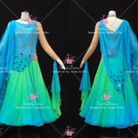 Green And Blue And Brown Chiffon Swarovski Custom Dance Costume Dresses Dance BD-SG4437
