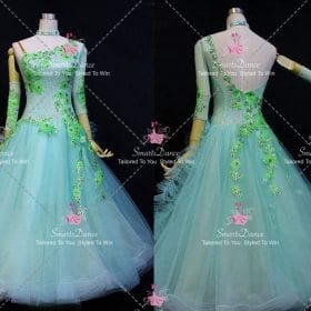 Green And Blue Lace Crystal Dancing Queen Dresses Dress Dancing BD-SG4423