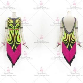 Green And Purple Fringe Latin Dance Dress Bolero Practice Clothes LD-SG1976