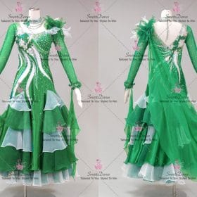 Green And White Sparkling Ballroom Standard Dance Dresses For Juniors BD-SG4266