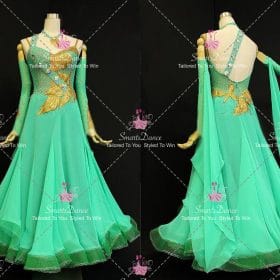 Green And Yellow Flower Swarovski Dress For Dance Praise Dance Dress BD-SG4425