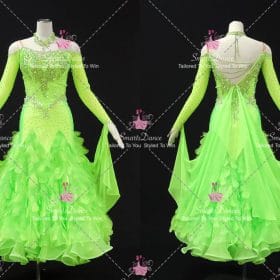 Green Ballroom Smooth Dance Performance Costumes Middle School Dance Dresses BD-SG4511