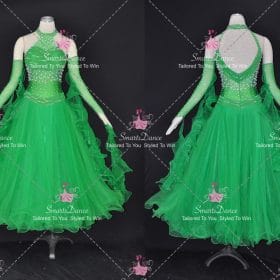 Green Bespoke Tango Competitive Dancing Costumes Dance Dress Costume BD-SG4626
