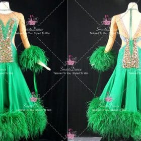 Green Custom Made Viennese Waltz Dance Dresses For Middle Schoolers Ballroom Dancing Dresses BD-SG4587
