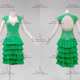 Green Flower Wedding Latin Dance Outfits Bolero Skirt LD-SG2297