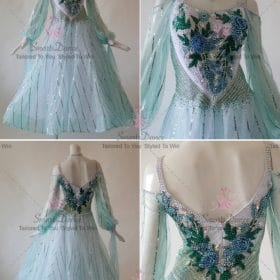 Green Girls Swarovski Applique Ballroom Costumes Performance BD-SG3770