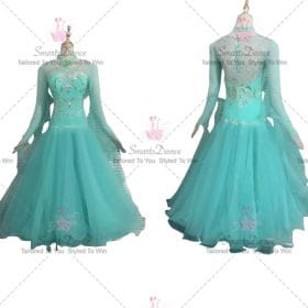 Green Girls Swarovski Flower Ballroom Costumes Performance BD-SG3776
