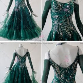 Green Girls Swarovski Satin Ballroom Costumes Performance BD-SG3722
