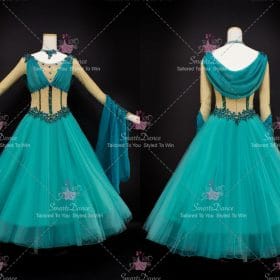 Green Juvenile Satin Ballroom Dress Dance Skirt BD-SG3354