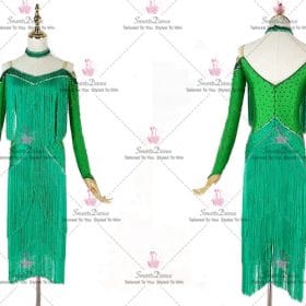 Green Lace Harmony Latin Dance Clothes Flamenco Gowns LD-SG2355