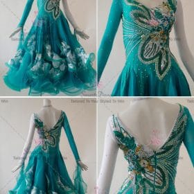 Green Ladies Crystal Flower Ballroom Costumes Waltz BD-SG3711