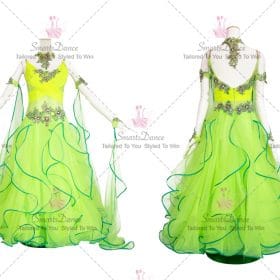 Green Plus Size Ballroom Dance Dress Flower Outfits BD-SG3418