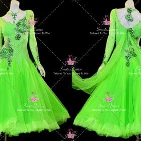 Green Satin Crystal Ballroom Dance Costumes High School Dance Dresses BD-SG4411
