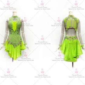 Green Sequin Latin Dance Dress Chacha Dancing Costumes LD-SG1974