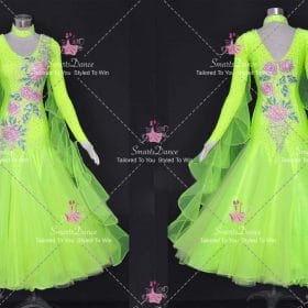 Green Tailor Made Tango Dancing Costumes Teen Dance Dresses BD-SG4608