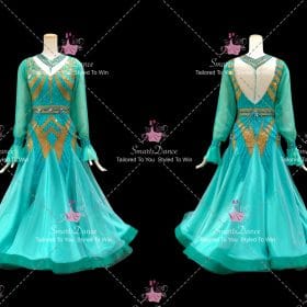 Green Viennese Waltz Ballroom Dance Costumes High School Dance Dresses BD-SG4539
