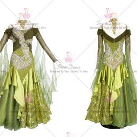 Green Wedding Ballroom Dance Dress Satin Gowns BD-SG3419