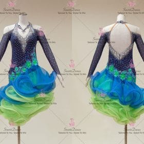 Harmony Black And Blue Green Satin Latin Dance Wear Swing Dance Skirt LD-SG2224