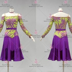 Harmony Green And Purple Chiffon Latin Dance Clothes Chacha Dancing Costumes LD-SG2200
