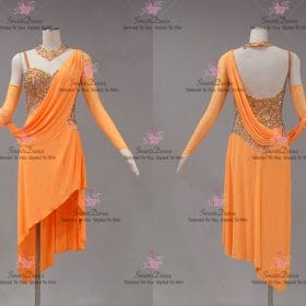 Harmony Orange Applique Latin Dance Outfits Rumba Practice Gowns LD-SG2212