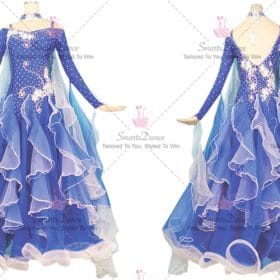 Juniors Ballroom Standard Dress For Sale Dance Skirt Blue BD-SG3870