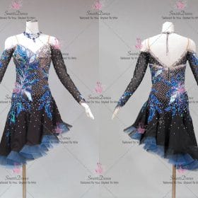 Juniors Black And Blue Latin Dancing Dress Latin Gown Merengue Paso Doble Dance Costumes LD-SG2233