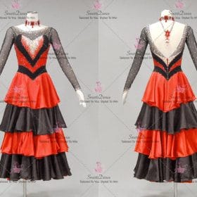Juniors Black And Red Latin Dancing Dress Latin Gown Bachata Flamenco Dance Wear LD-SG2239