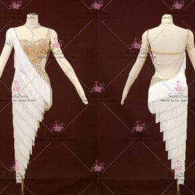 Juniors White Latin Dancing Dress Latin Gown Samba Rumba Dance Outfits LD-SG2257