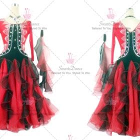 Juvenile Ballroom Competition Dress For Sale Dance Clothes Black and Red BD-SG3869