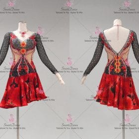 Juvenile Black And Red Latin Dancing Dress Latin Gown Mambo Chacha Dance Dresses LD-SG2286