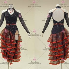 Juvenile Black And Red Latin Dancing Dress Latin Gown Mambo Chacha Dance Wear LD-SG2244