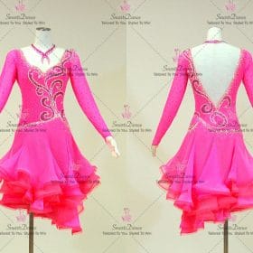 Juvenile Pink Latin Dancing Dress Latin Gown Rhythm Salsa Dance Outfits LD-SG2262