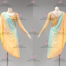 Ladies Blue And Yellow Latin Dancing Dress Latin Gown Samba Rumba Dance Dresses LD-SG2236