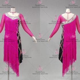 Lyrical Black And Red Satin Latin Dance Wear Flamenco Dance Outfits LD-SG2204