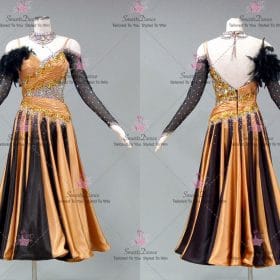 Lyrical Black And Yellow Lace Latin Dance Dresses Bolero Dancesport Clothes LD-SG2216