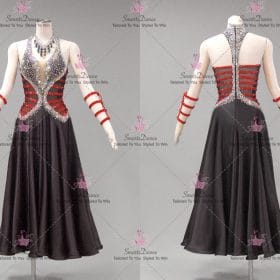 Modern Black And Red Applique Latin Dance Outfits Flamenco Practice Outfits LD-SG2232