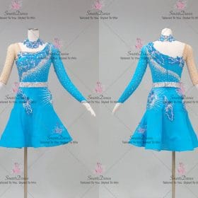 Modern Blue Chiffon Latin Dance Clothes Paso Doble Dancing Clothing LD-SG2220