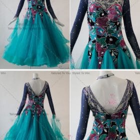 Multicolor Female Rhinestones Satin Ballroom Costumes Viennese Waltz BD-SG3712