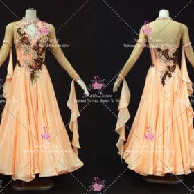 Orange And Flesh-Coloured Chiffon Crystal Dance Costume Dress For Homecoming Dance BD-SG4462