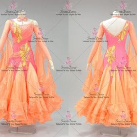 Orange And Pink Professional Ballroom Competition Custom Dance Costume BD-SG4277