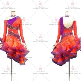 Orange And Purple Beads Latin Dance Dress Paso Doble Dancesport Clothing LD-SG1981