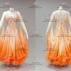 Orange Contemporary Ballroom Smooth Dance Dresses For Middle Schoolers BD-SG4267