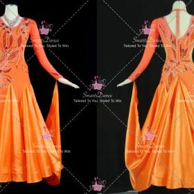 Orange Custom Made Viennese Waltz Ballroom Dance Costumes High School Dance Dresses BD-SG4635