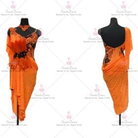 Orange Fringe Latin Dance Dress Flamenco Practice Outfits LD-SG2007