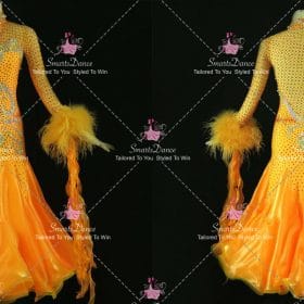 Orange Viennese Waltz Dance Performance Costumes Middle School Dance Dresses BD-SG4575