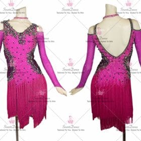 Pink And Red Lace Wedding Latin Dance Clothes Salsa Clothes LD-SG2345