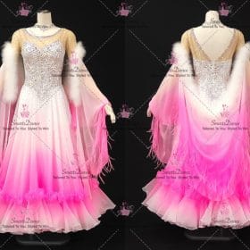 Pink And White Dresses To Dance Dance Competition Costumes Ballroom Skirt BD-SG4368